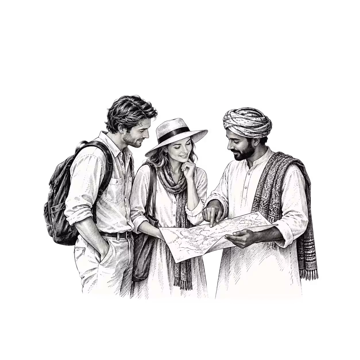 A local expert sharing knowledge with travellers